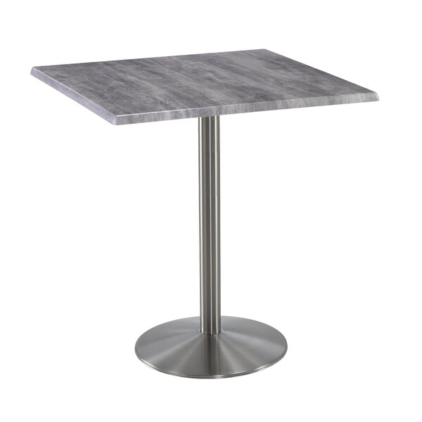 42" Tall OD214 Stainless Steel Table Base 22" Diameter 36"x36" Square Greystone Top